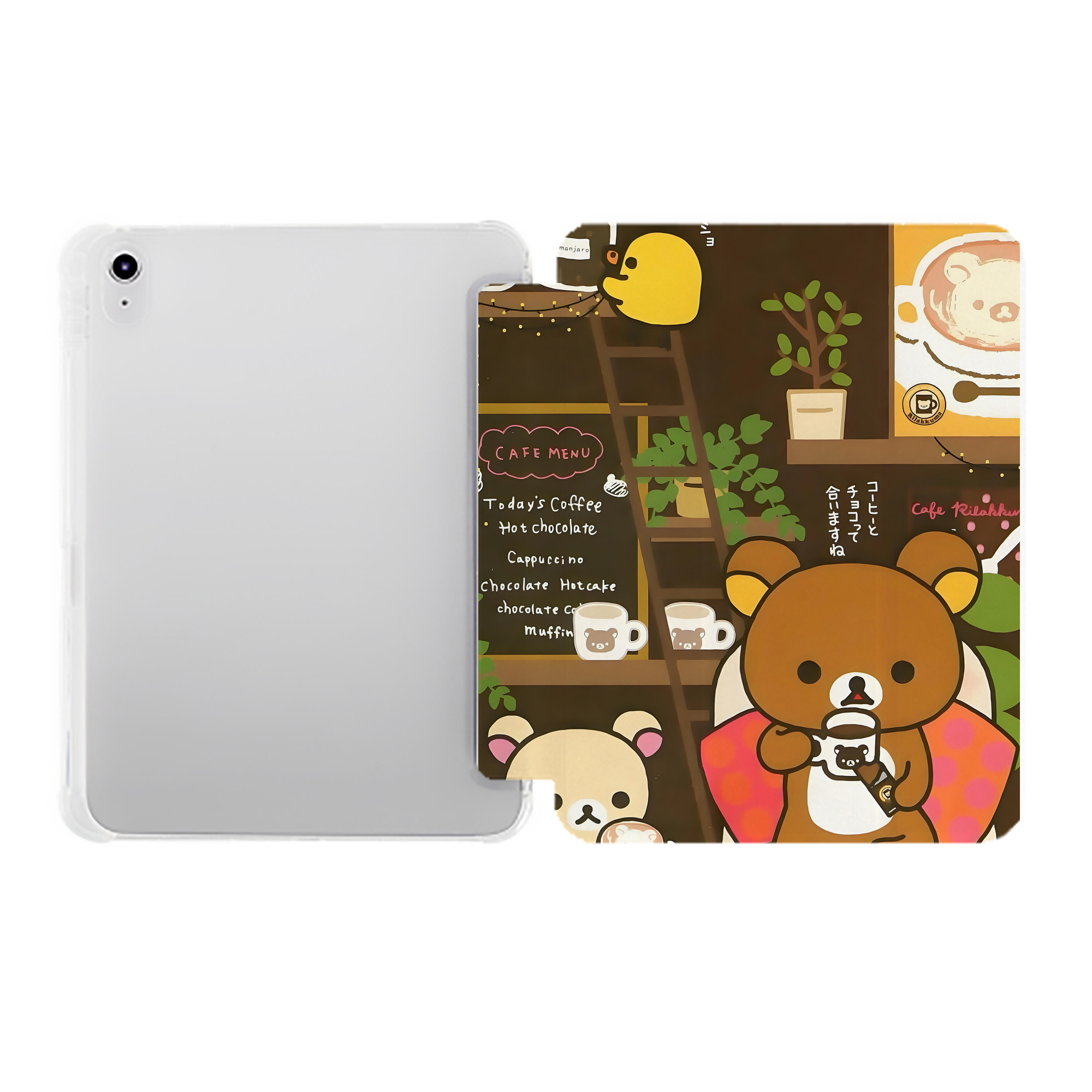 （画像用） リラックマ リラックマ キイロイトリ Rilakkuma Korilakkuma Kiiroitori IPad ケース ペン収納付き 三つ折りスタンド PUレザー×シリコン 対応機種9.5/10.5/10.9インチ